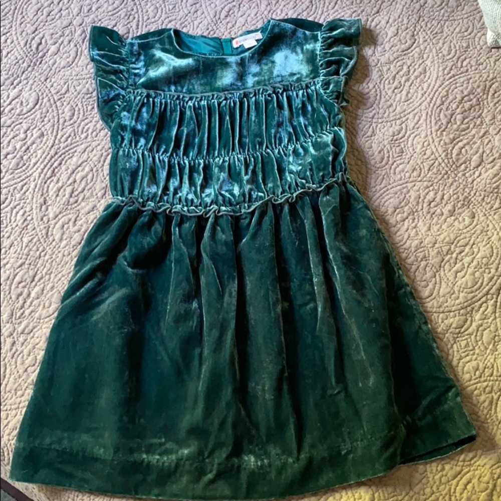 Girls' smocked-waist dress in velvet. Perfect holiday dress!